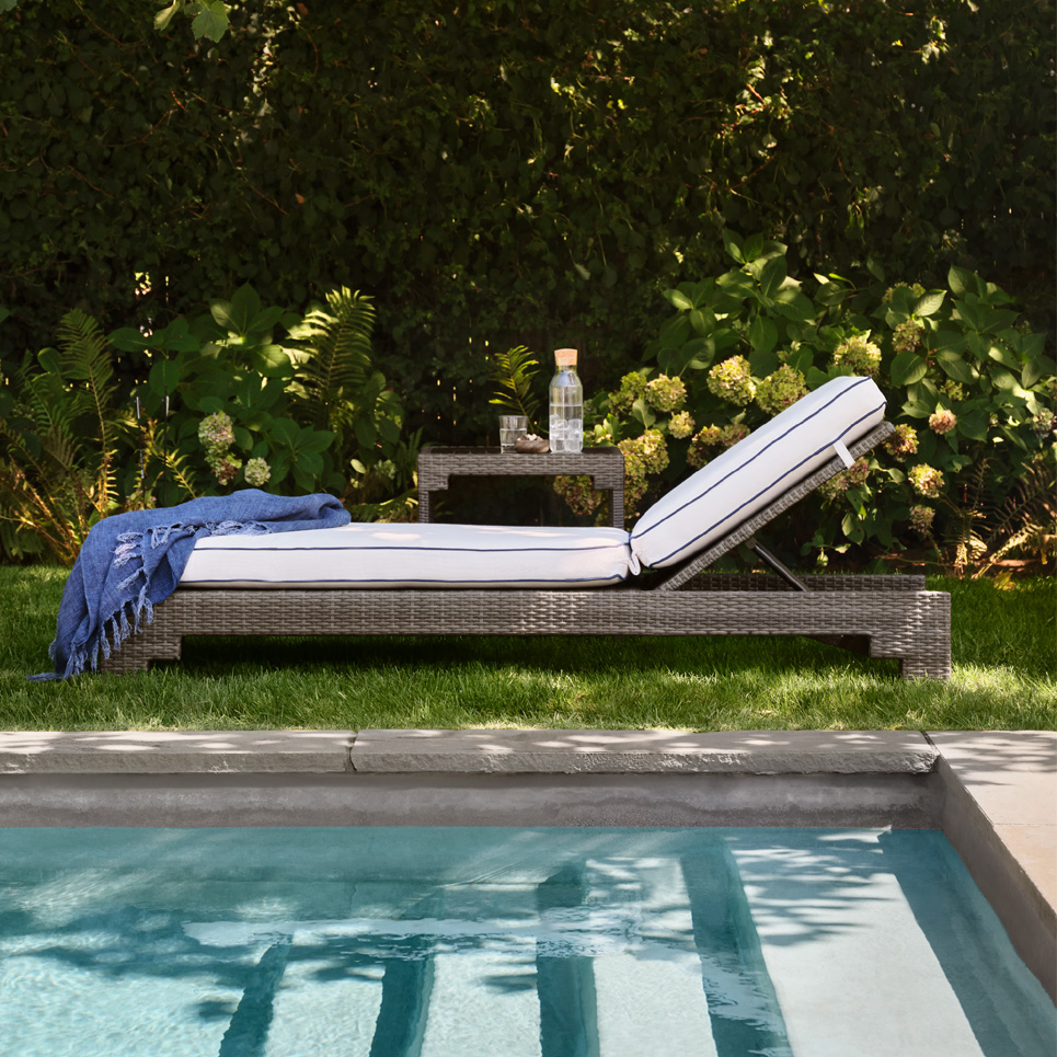 Woodard Lorenzo Outdoor Wicker Pool Chaise and Side Table Set - WD-LORENZO-SET2