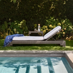 Woodard Lorenzo Outdoor Wicker Pool Chaise and Side Table Set - WD-LORENZO-SET2