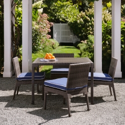 Woodard Lorenzo Square Outdoor Wicker Dining Set for 4 - WD-LORENZO-SET4