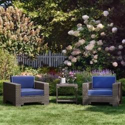 Woodard Lorenzo Wicker Lounge Chair and Side Table Set - WD-LORENZO-SET5