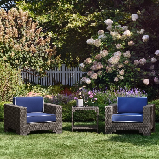 Woodard Lorenzo Wicker Lounge Chair and Side Table Set - WD-LORENZO-SET5