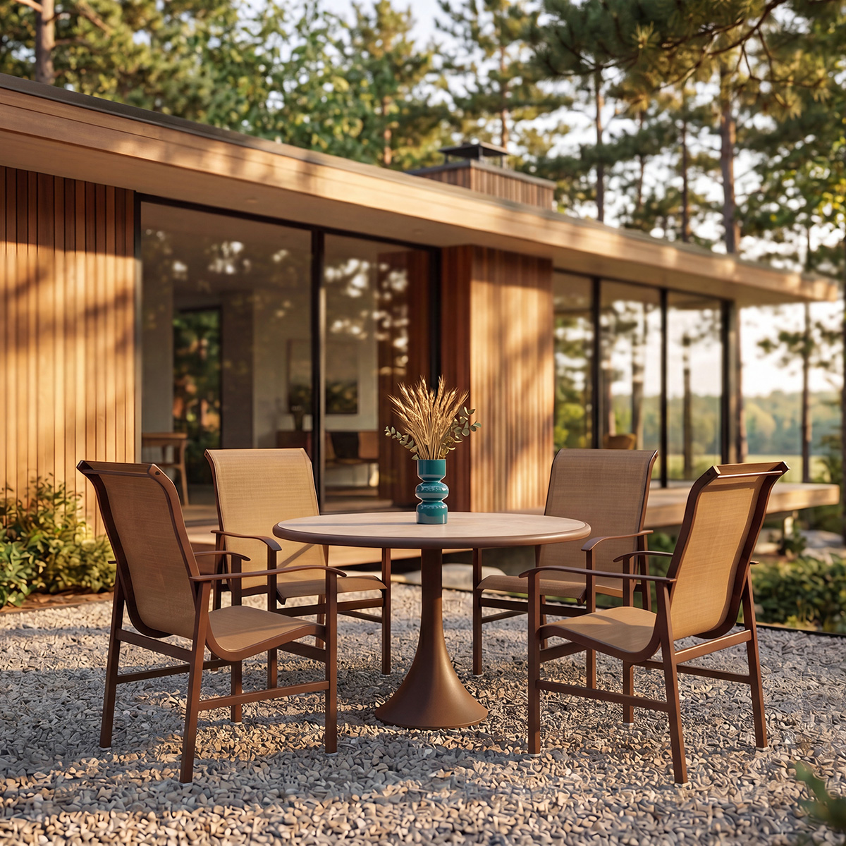 Woodard Louie Sling 5 Piece Round Dining Set