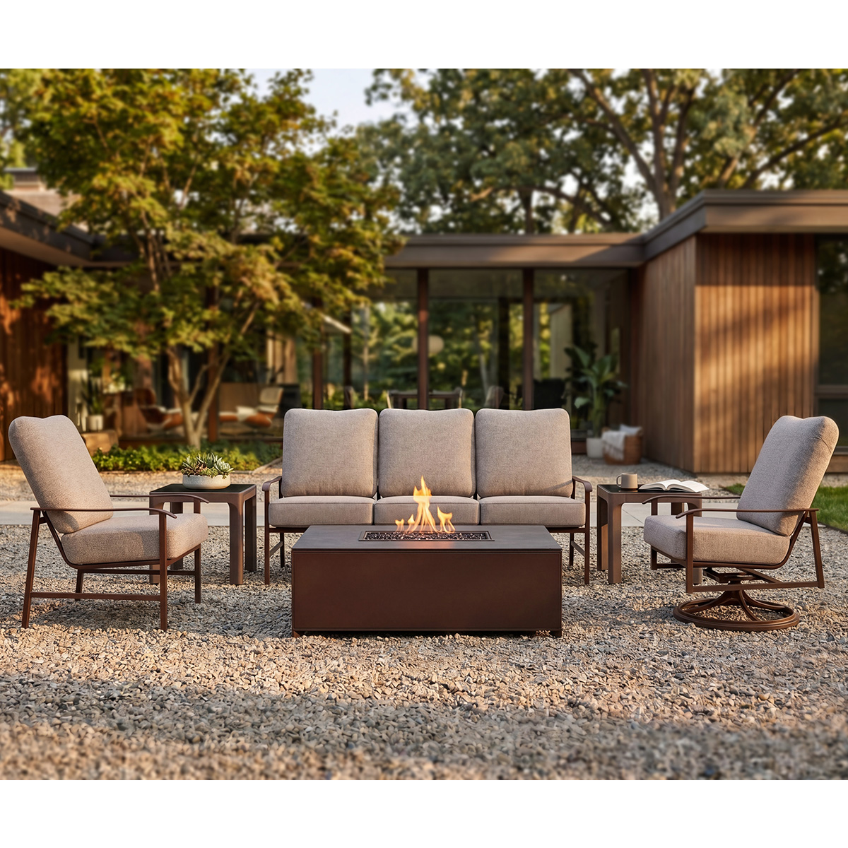 Woodard Louie 6 Piece Fire Pit Conversation Set