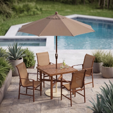 Woodard Louie Sling 5 Piece Square Dining Set
