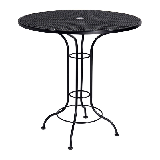 Woodard 42 Inch Round Mesh Top Umbrella Bar Height Table - 190057