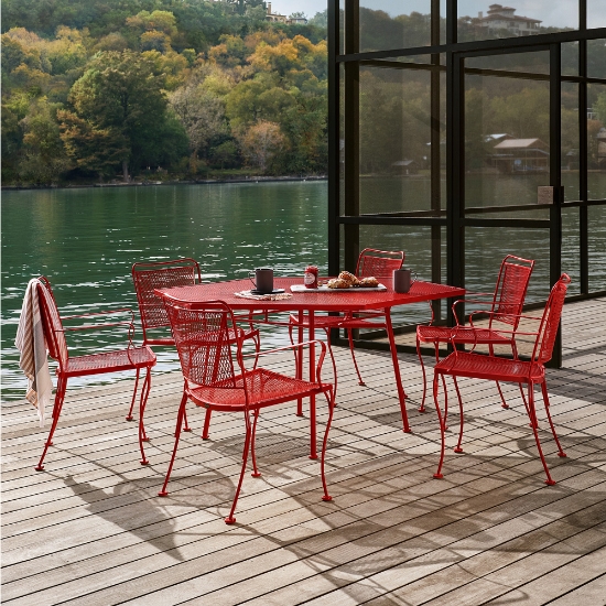 Mesh 54" Hexagon Umbrella Table red