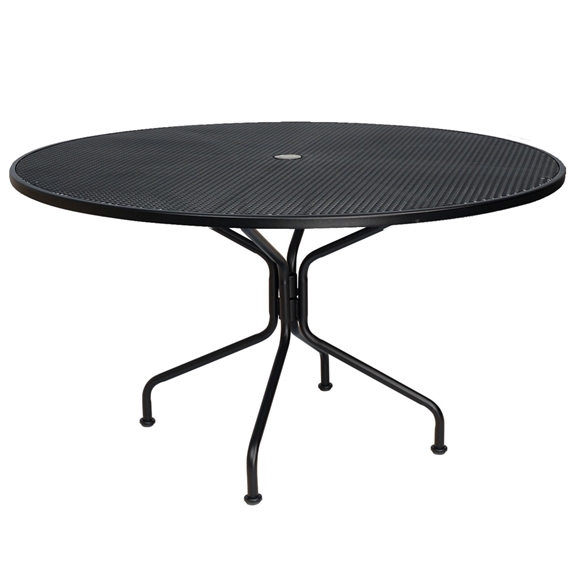 Premium Mesh Top Rta Umbrella Table, 48 Inch Round Outdoor Dining Table And Chairs