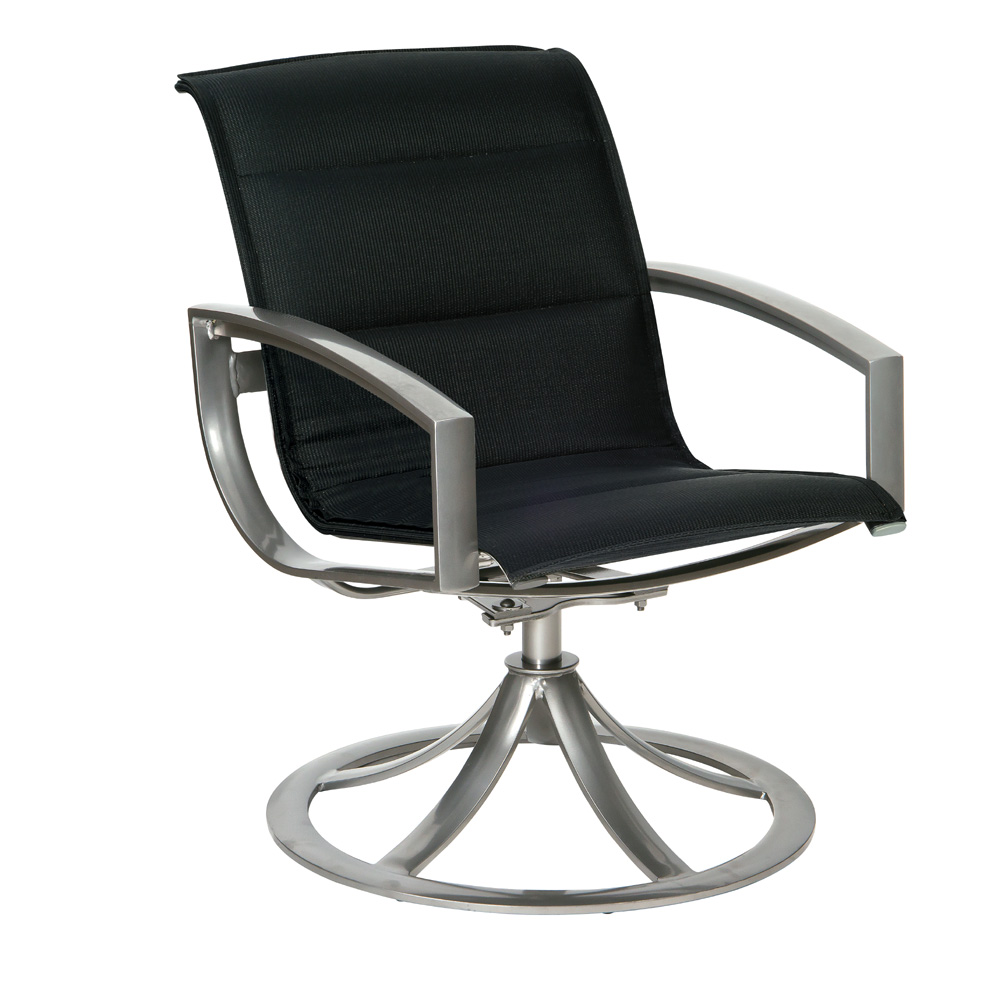 Woodard Metropolis Padded Sling Swivel Dining Arm Chair - 320572