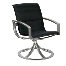 Woodard Metropolis Padded Sling Swivel Dining Arm Chair - 320572