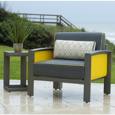 Woodard Metropolis Cushion Lounge Chair with Side Table - WD-METROPOLIS-SET10