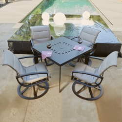 Woodard Metropolis Padded Sling Outdoor Dining Set - WD-METROPOLIS-SET5