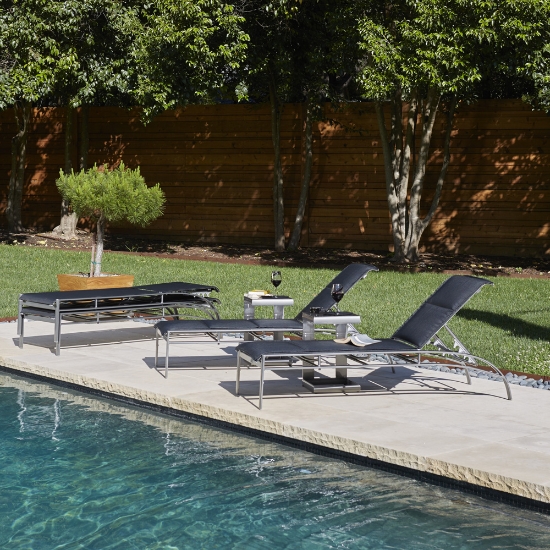Metropolis Stacking Padded Sling Adjustable Chaise Lounge - 320570