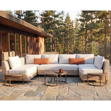 Woodard Mingle 9 Piece U-Shaped Sectional Set