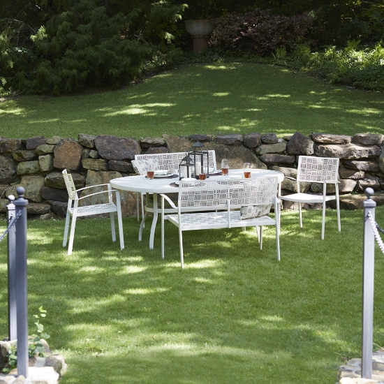 Woodard New Century Patio Dining Set With Benches - WD-NEWCENTURY-SET2