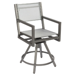 Woodard Palm Coast Sling Swivel Counter Stool With Arms - 570469