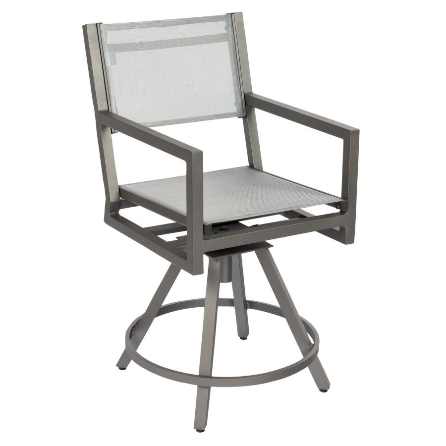 Woodard Palm Coast Sling Swivel Counter Stool With Arms - 570469