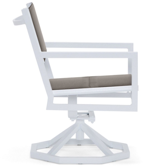Palm Coast Padded Sling Swivel Rocking Dining Chair side