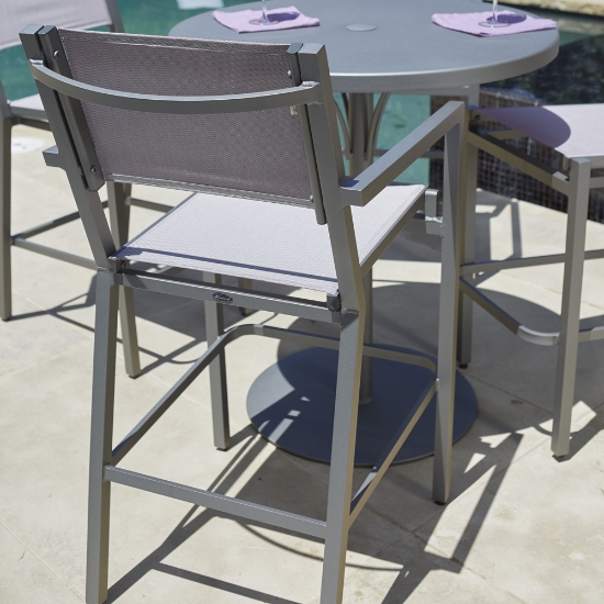 Palm Coast Sling Swivel Bar Stool With Arms - 570468