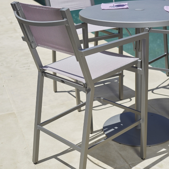 Palm Coast Sling Swivel Bar Stool With Arms - 570468