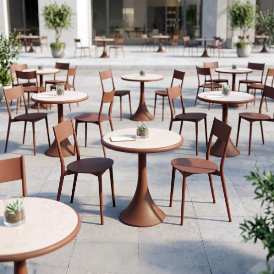Profile 30" Round Pedestal Base Umbrella Table With Sintered Stone Top  - Dark Grey - 1Z6130DG