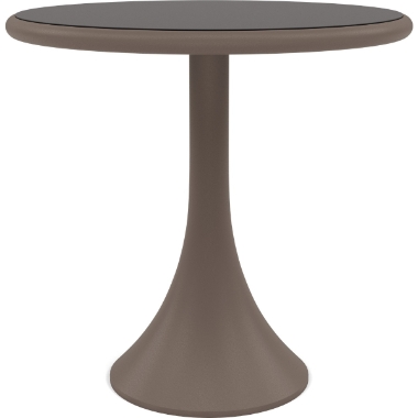 Woodard Profile 30" Round Pedestal Base Umbrella Table With Sintered Stone Top  - Dark Grey