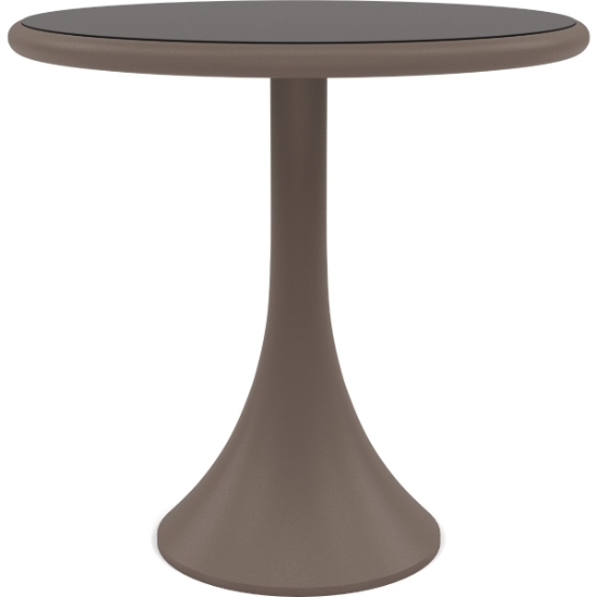 Woodard Profile 30" Round Pedestal Base Umbrella Table With Sintered Stone Top  - Dark Grey