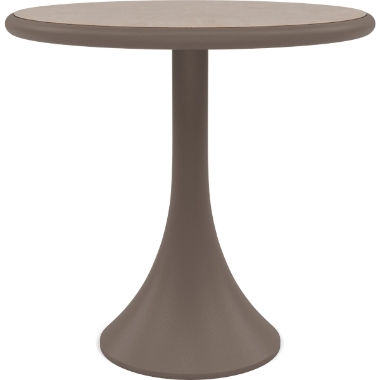 Woodard Profile 30" Round Pedestal Base Umbrella Table With Sintered Stone Top - Light Travertine