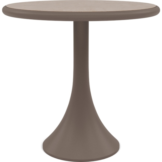 Woodard Profile 30" Round Pedestal Base Umbrella Table With Sintered Stone Top - Light Travertine