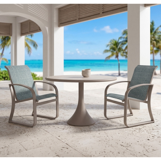 Profile 48" Round Pedestal Base Umbrella Table With Sintered Stone Top - Dark Grey - 1Z6148DG