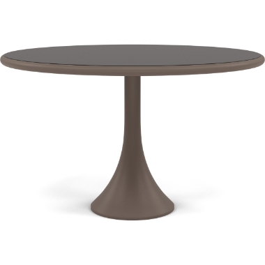 Woodard Profile 48" Round Pedestal Base Umbrella Table With Sintered Stone Top - Dark Grey