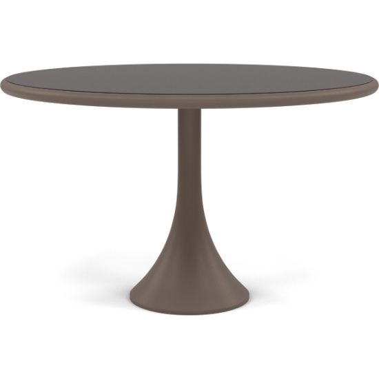 Woodard Profile 48" Round Pedestal Base Umbrella Table With Sintered Stone Top - Dark Grey