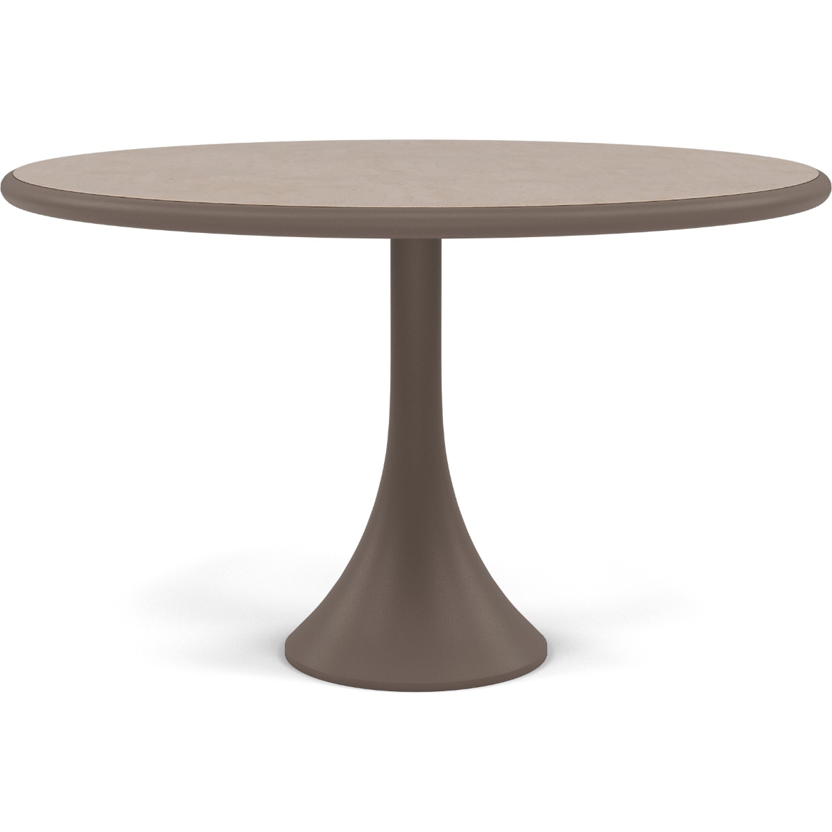 Woodard Profile 48" Round Pedestal Base Umbrella Table With Sintered Stone Top - Light Travertine