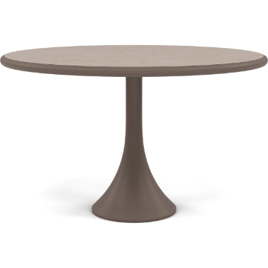Woodard Profile 48" Round Pedestal Base Umbrella Table With Sintered Stone Top - Light Travertine