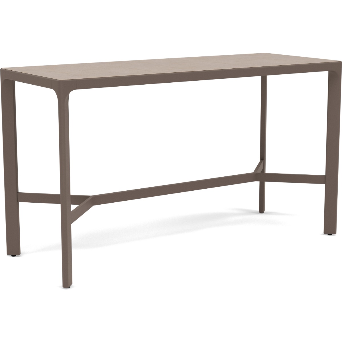 Woodard Profile 28"x72" Bar Height Table With Sintered Stone Top - Light Travertine