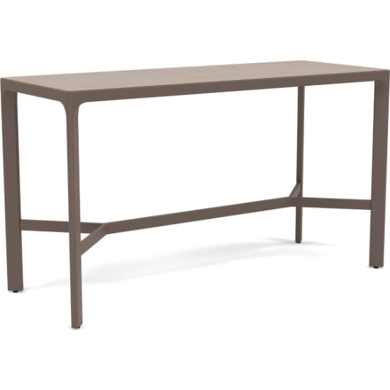 Woodard Profile 28"x72" Bar Height Table With Sintered Stone Top - Light Travertine