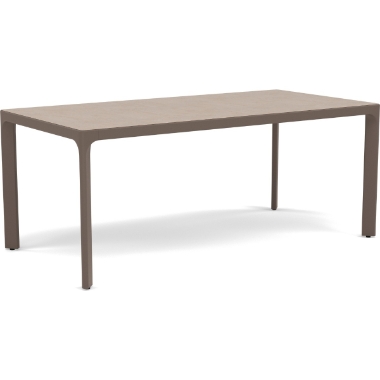 Woodard Profile 36"x72" Umbrella Table With Sintered Stone Top - Light Travertine