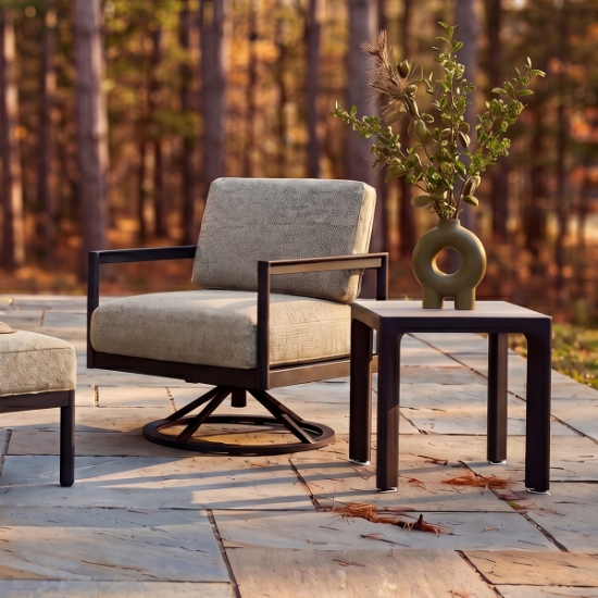 Profile 24" Square Side Table With Sintered Stone Top - Dark Grey - 1Z6240DG