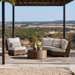 Woodard Saddleback Wicker Outdoor Furniture Set with Curved Loveseat - WD-SADDLEBACK-SET11