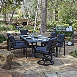 Woodard Salona Dining Set with Hammered Metal Dining Table - WD-SALONA-SET3