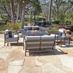 Woodard Salona Modern Fire Table Patio Set - WD-SALONA-SET4