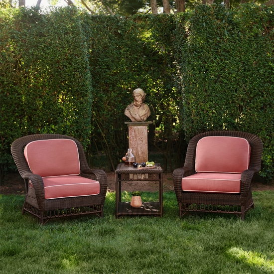 Woodard San Michele Outdoor Wicker Lounge Chair and Side Table Set - WD-SANMICHELE-SET4