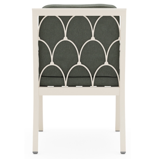 Woodard Scala Dining Arm Chairs with Seat and Back Cushions back