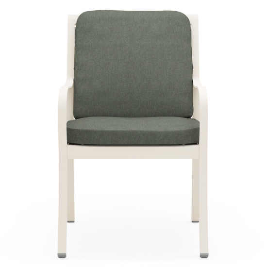 Woodard Scala Dining Arm Chairs with Seat and Back Cushions front