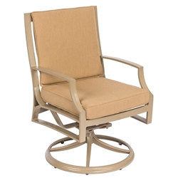 Woodard Seal Cove Swivel Dining Arm Chair with Back Cushion - 1X0472SB
