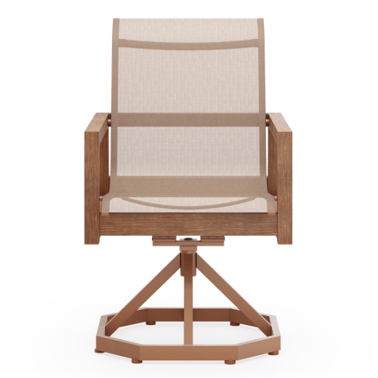Woodard Sierra Sling Swivel Rocking Dining Chairs front