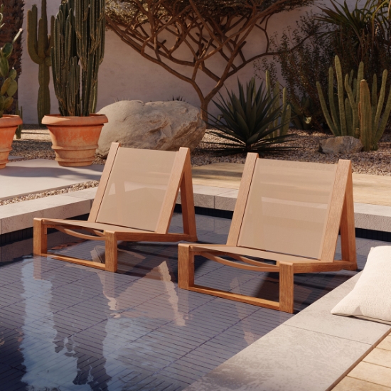 Sierra Baja Sling Lounge Chair Patio Set
