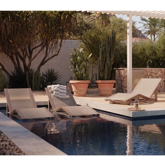 Sierra Baja Sling Chaise Lounge Outdoor Set