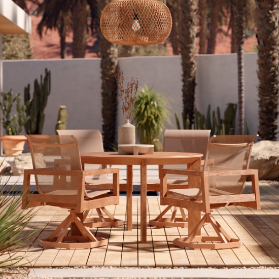 Sierra Patio Dining Set with Swivel Rocker Chairs