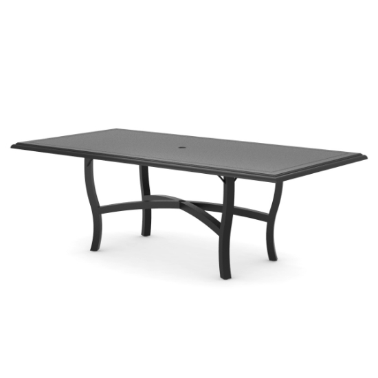 Woodard Solid Cast 84" x 42" Large Rectangular Dining Umbrella Table with Carson Base - 5P7200-09284