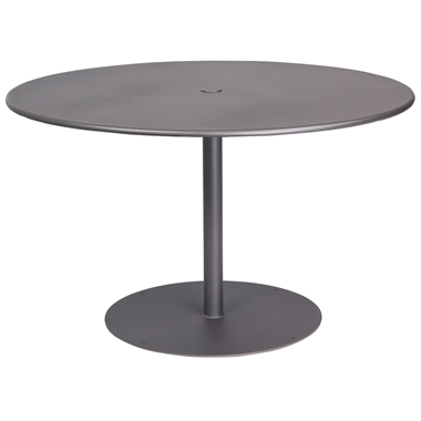 Woodard 48 Inch Round Solid Top Umbrella Table w/ Pedestal Base - 13L3RU48